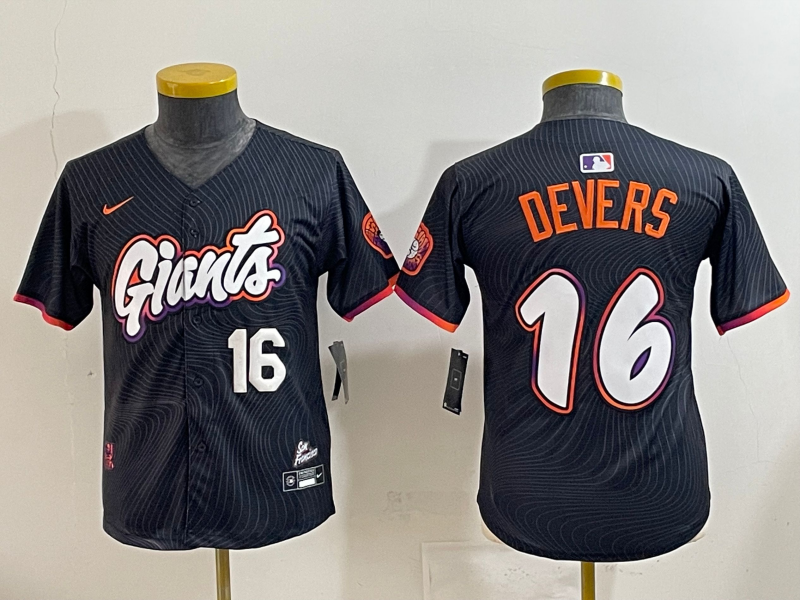 Men 2025 San Francisco Giants #16 Devers Black Joint Name Nike MLB Jersey style 009->san francisco giants->MLB Jersey